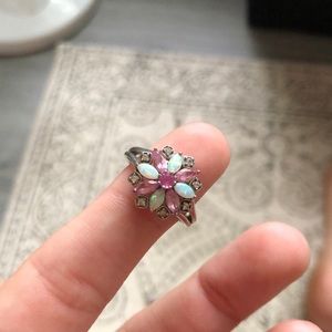 Opal and pink sapphire ring